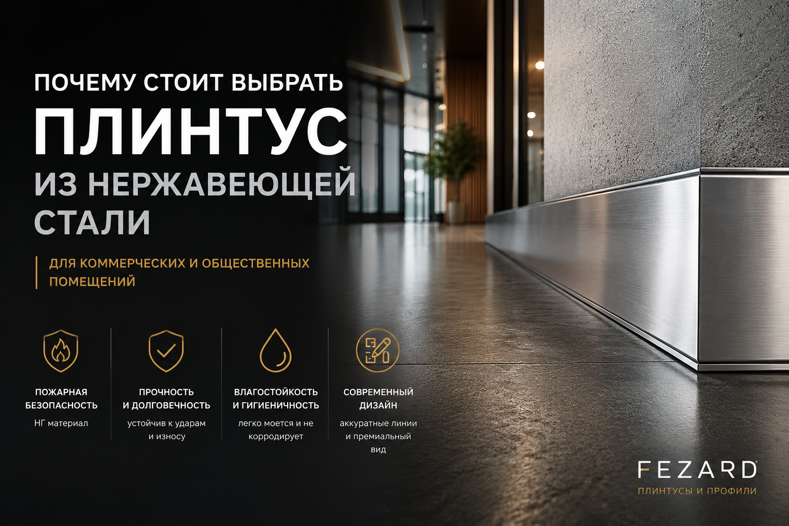 Почему стоит выбрать плинтус из нержавеющей стали — особенно для коммерческих помещений
