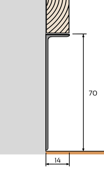 Алюминиевый плинтус Fezard ALP-L70x14