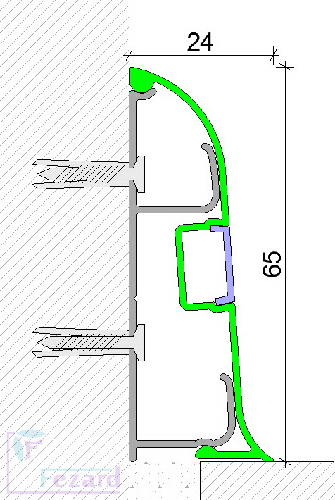 Алюминиевый плинтус Fezard ALP-C65-led