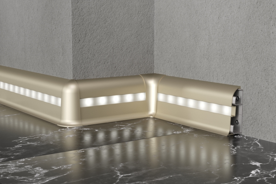 Алюминиевый плинтус Fezard ALP-C65-led